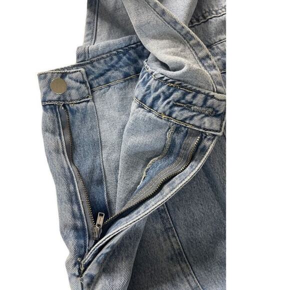 WeWoreWhat Slouchy Slit Overall Rigid Denim Jumper Size Small New - Picture 10 of 16
